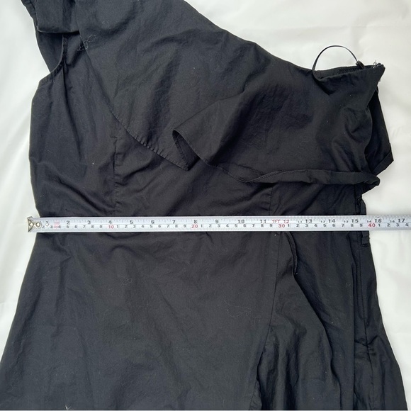 HAUTE rouge designed in New York ruffle wrap black dress one shoulder - Picture 7 of 10